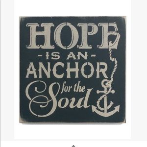 Sara's Signs- "Hope Is the Anchor For the Soul" Navy wood wall art 12 x 12 NWOT